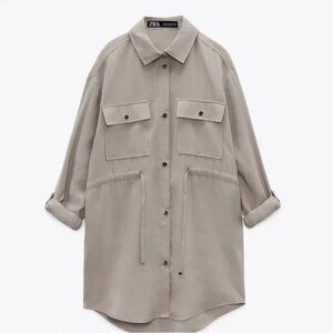 Zara Relaxed Fit Overshirt in Sand